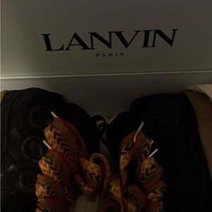 Lanvin Black and Tan multi colored Sneakers